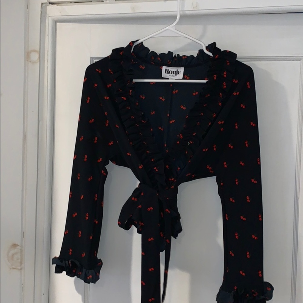ROUJE PARIS cherry wrap top